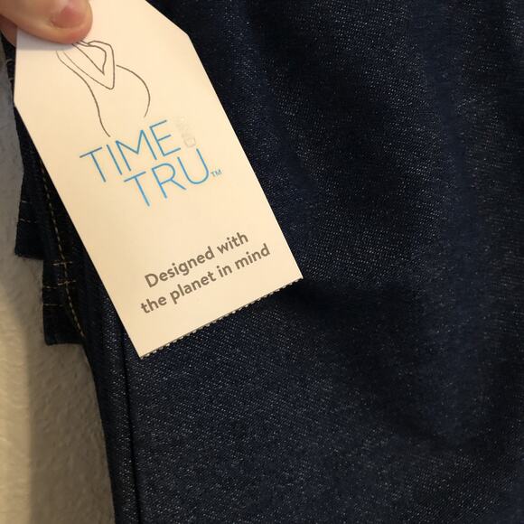 Time and Tru Maternity Large Straight Leg Jegging Comfort Belly Band Dark Denim - Picture 3 of 7